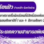 ประกาศรายชื่อนักเรียนที่มีสิทธิ์สอบคัดเลือกประเภทความสามารถพิเศษ ด้านพลศึกษา(กีฬา/กรีฑา ระดับชั้น ม.1 และ ม.4 ปีการศึกษา 2569