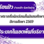 ประกาศรายชื่อนักเรียนชั้นมัธยมศึกษาปีที่ 1 ประจำปีการศึกษา 2569 ประเภทในเขตพื้นที่บริการ